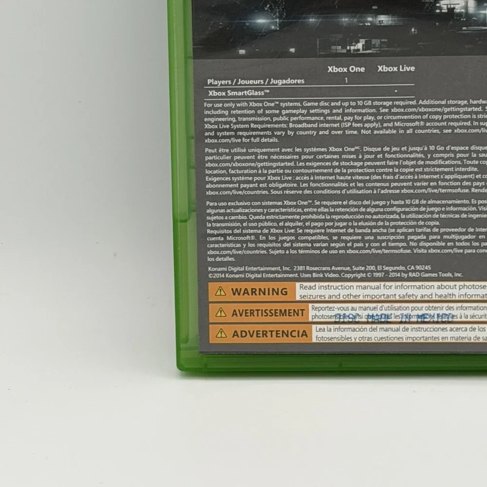 Metal Gear Solid V Ground Zeroes Xbox One Complete CIB Konami M USA NTSC-U/C